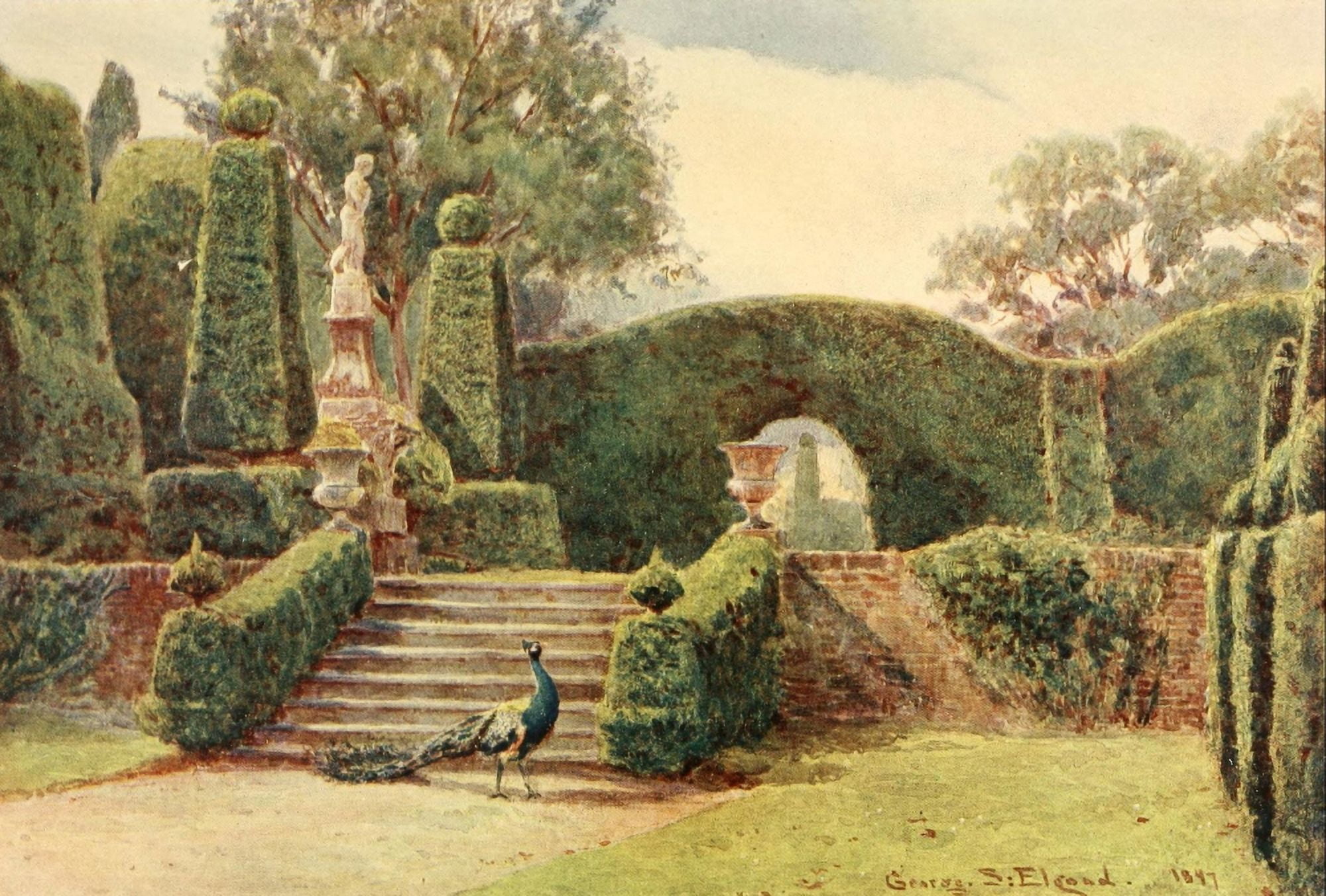 Some English Gardens 1904 Brockenhurst Terrace Canvas Art - George S Elgood (18 x 24)