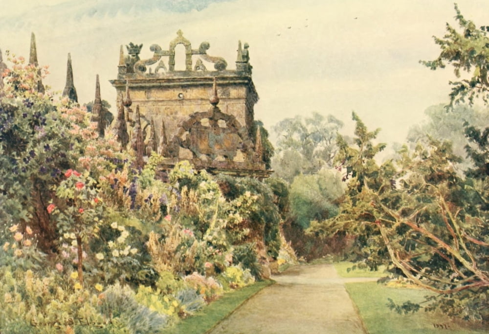 Some English Gardens 1904 Hardwick Forecourt Canvas Art - George S Elgood (18 x 24)