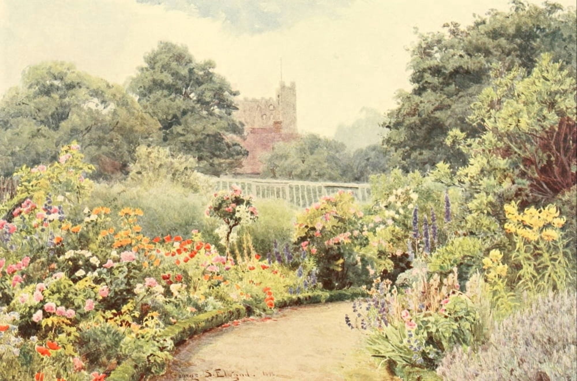Some English Gardens 1904 Rochester Deanery Garden Canvas Art - George S Elgood (18 x 24)