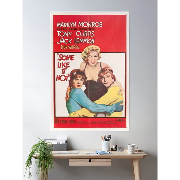 Some Like It Hot 1959 U.S. One Sheet Poster Wall Art, Modern Wall Decor For Living Room Bedroom, 8x12 UNFRAMED