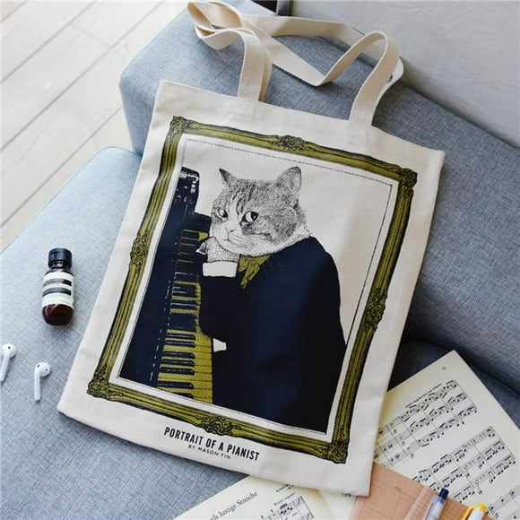 Some Music Design KT-012 12 oz 100 Percent Cotton Pianist-Upright Piano Tote Bag