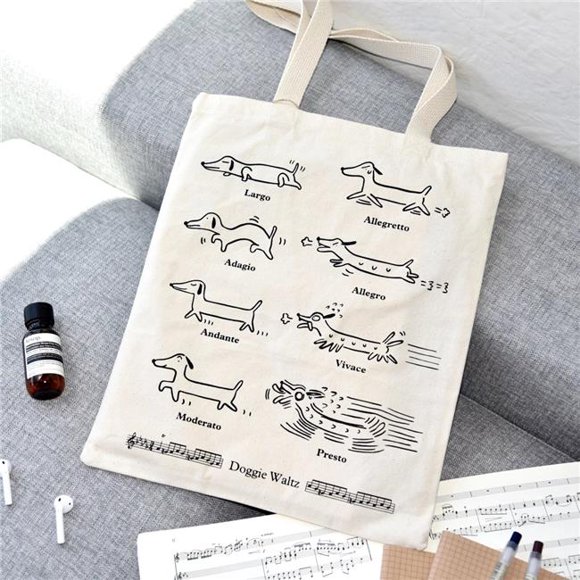 Some Music Design KT-018 12 oz 100 Percent Cotton Doggie Waltz Tote Bag