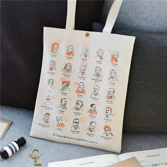 Some Music Design KT-021 12 oz 100 Percent Cotton 25 Classical Music Composers Tote Bag