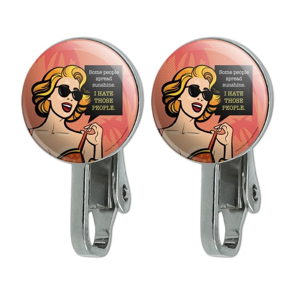Some People Spread Sunshine I Hate Those People Funny Humor Novelty Clip-On Stud Earrings