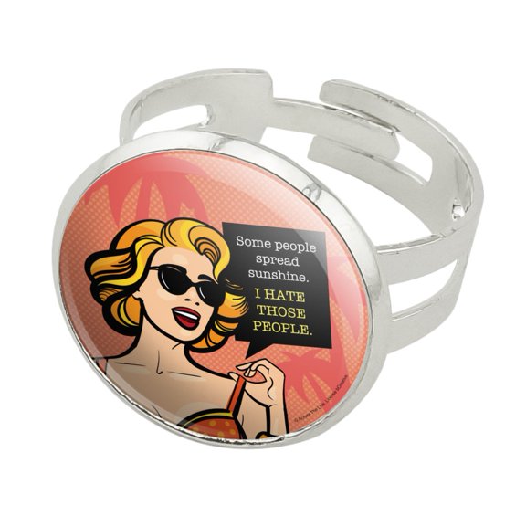 Some People Spread Sunshine I Hate Those People Funny Humor Silver Plated Adjustable Novelty Ring