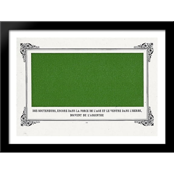 Some Pimps, Known as Green Backs, on their Bellies in the Grass, Drinking Absinthe 38x28 Large Black Wood Framed Print Art by Alphonse Allais