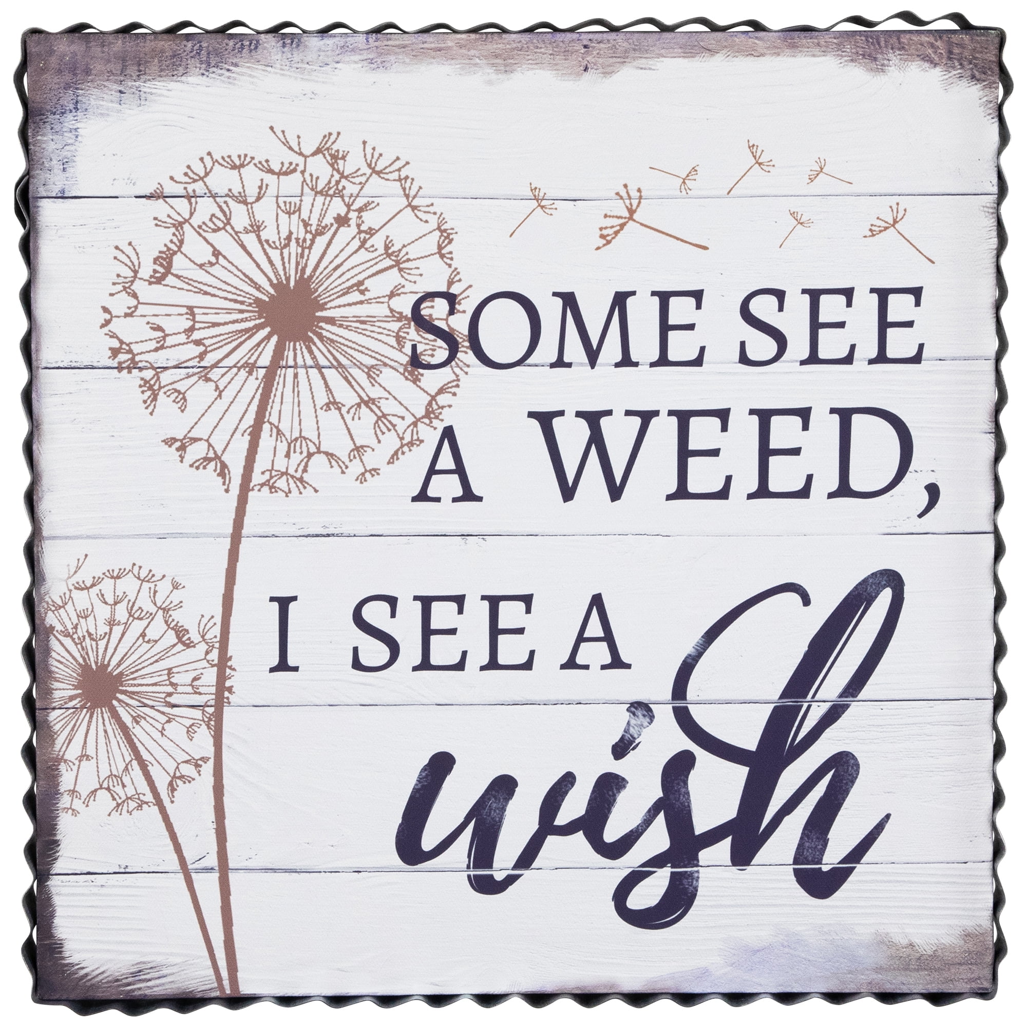 12" White Dandelion Framed Canvas Wall Art with Metal Frame