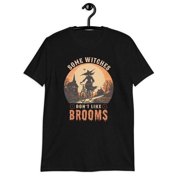 Some Witches Don’t Like Brooms Shirt – Funny Pedal Power Cycling Halloween Tee, Spooky Season Bike Rider Unisex T-Shirt