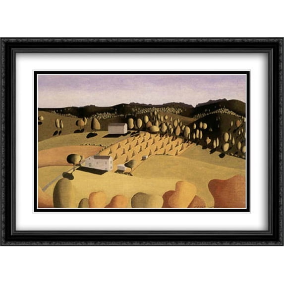 Some of corn 2x Matted 38x28 Large Black Ornate Framed Art Print by Grant Wood