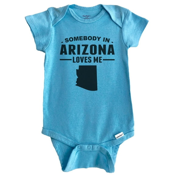 Somebody In Arizona Loves Me Baby Bodysuit - Arizona Baby Bodysuit (Blue), 0-3 Months
