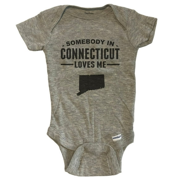 Somebody In Connecticut Loves Me Baby Bodysuit - Connecticut Baby Bodysuit - Grey