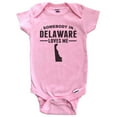 thumbnail image 1 of Somebody In Delaware Loves Me Baby Bodysuit - Delaware Baby Bodysuit (Pink), 1 of 2