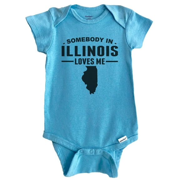 Somebody In Illinois Loves Me Baby Bodysuit - Illinois Baby Bodysuit (Blue), 6-9 Months