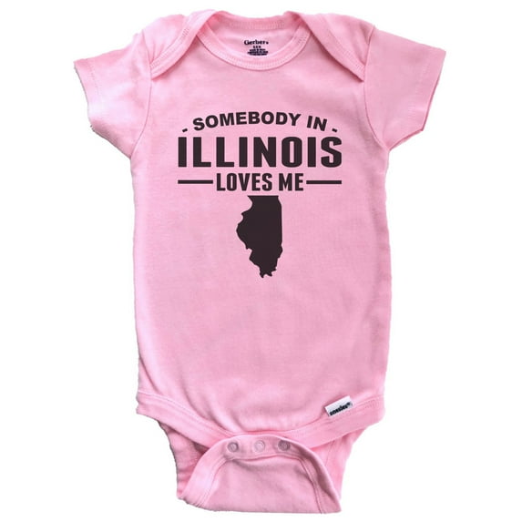 Somebody In Illinois Loves Me Baby Bodysuit - Illinois Baby Bodysuit (Pink)
