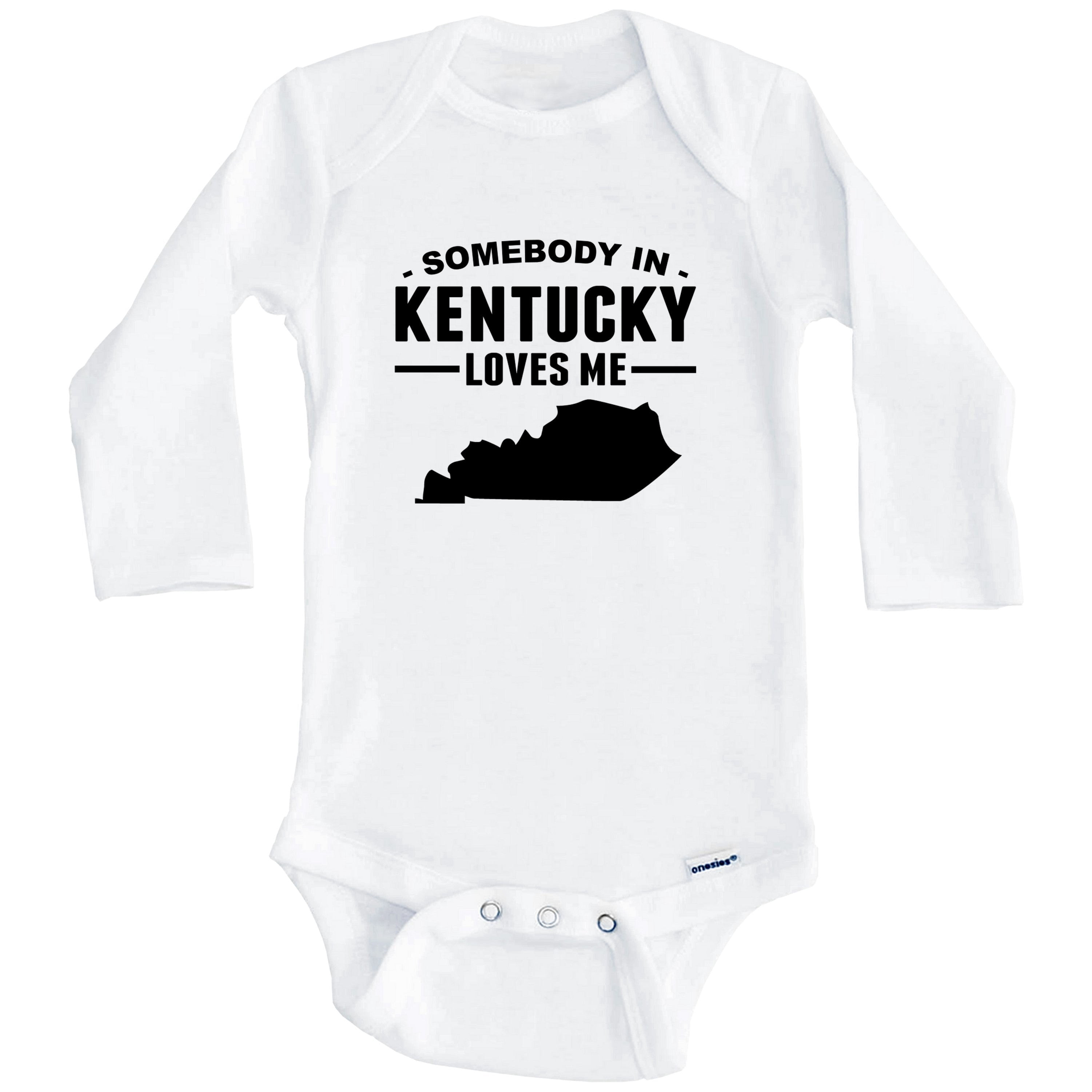 Somebody In Kentucky Loves Me One Piece Baby Bodysuit - Kentucky Baby Bodysuit (Long Sleeve), 6-9 Months White