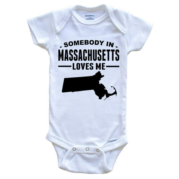 Somebody In Massachusetts Loves Me Baby Bodysuit - Massachusetts Baby Bodysuit