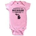 thumbnail image 1 of Somebody In Michigan Loves Me Baby Bodysuit - Michigan Baby Bodysuit (Pink), 1 of 2