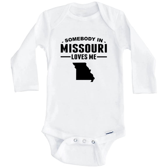 Somebody In Missouri Loves Me One Piece Baby Bodysuit - Missouri Baby Bodysuit (Long Sleeve), 0-3 Months White