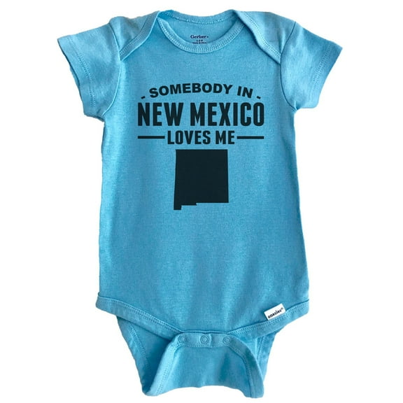 Somebody In New Mexico Loves Me Baby Bodysuit - New Mexico Baby Bodysuit (Blue), 0-3 Months
