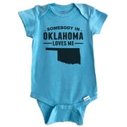 Somebody In Oklahoma Loves Me Baby Bodysuit - Oklahoma Baby Bodysuit (Blue), 0-3 Months