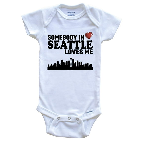 Somebody In Seattle Loves Me Baby Bodysuit, 6-9 Months White