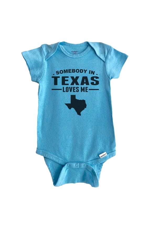 Somebody In Texas Loves Me Baby Bodysuit - Texas Baby Bodysuit (Blue), 3-6 Months