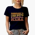 thumbnail image 1 of Somebody's Loud Mouth Baseball Mama, Mom of a Player Quote, Groovy Retro Wavy Text Merch Gift, Navy Blue T-Shirt, Medium, 1 of 5