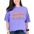 thumbnail image 1 of Somebody's Loud Mouth Hockey Mama, Sports Themed, Groovy Retro Wavy Text, Violet Comfort Colors T-Shirt, 3XL, 1 of 1