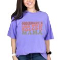 thumbnail image 1 of Somebody's Loud Mouth Soccer Mama, Mom of a Player Themed, Groovy Retro Wavy Text, Violet Comfort Colors T-Shirt, 3XL, 1 of 1