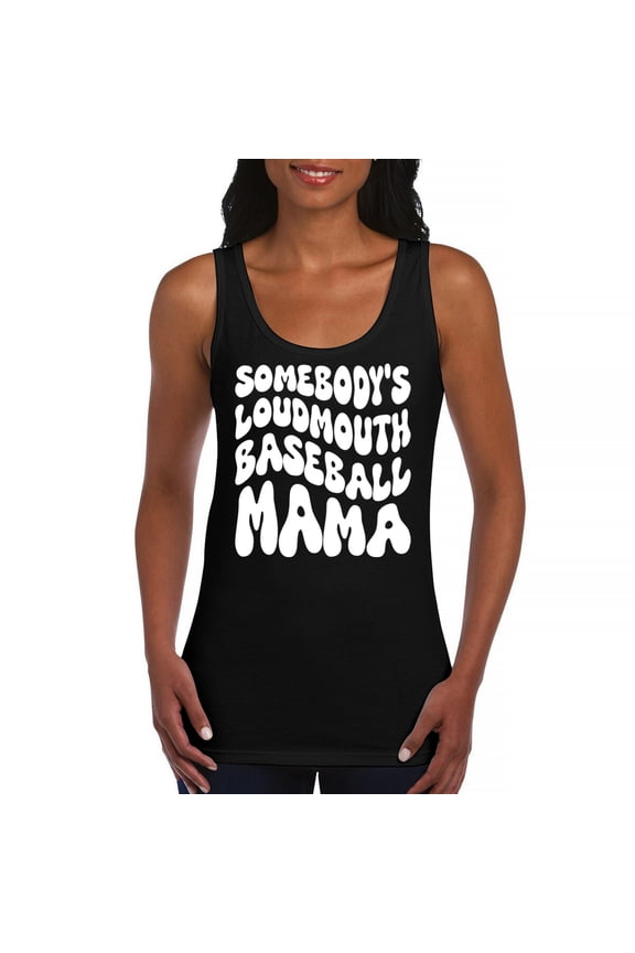 Somebody's Loudmouth Baseball Mama Women's Tank Top Proud Mom Cheer Support Game Day Funny Sports Vintage Retro