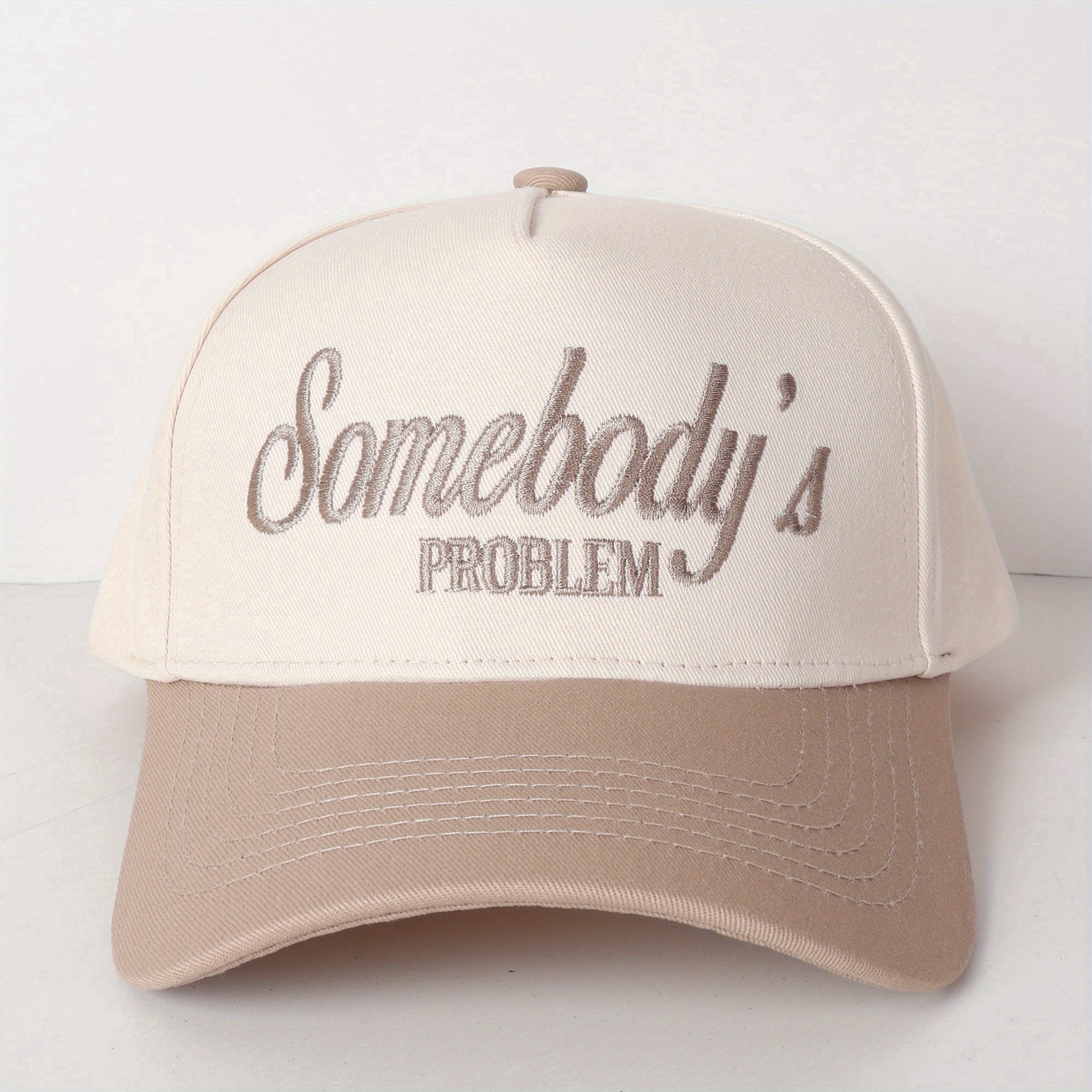 Somebody's Problem" Embroidered Trucker Hat Playful & Sassy Statement Cap,1 pcs,khaki