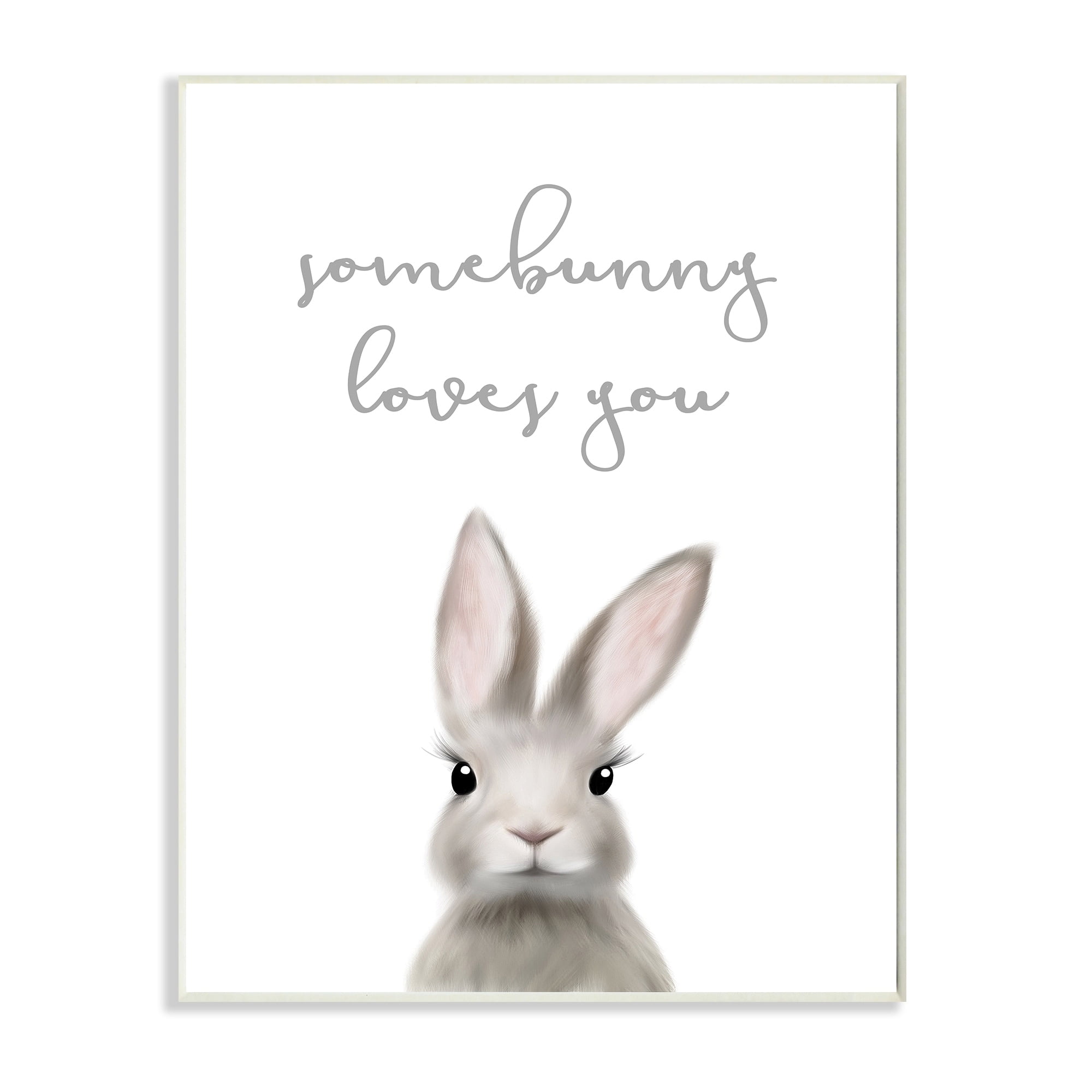 Stupell Industries Somebunny Loves You Quote Grey Rabbit Animal Pun,10 x 15,Designed by Leah Straatsma