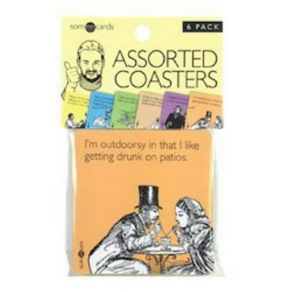 Someecards Censored Assorted Funny Happy Hour Gag Novelty Coasters Party Set of 6, Blue