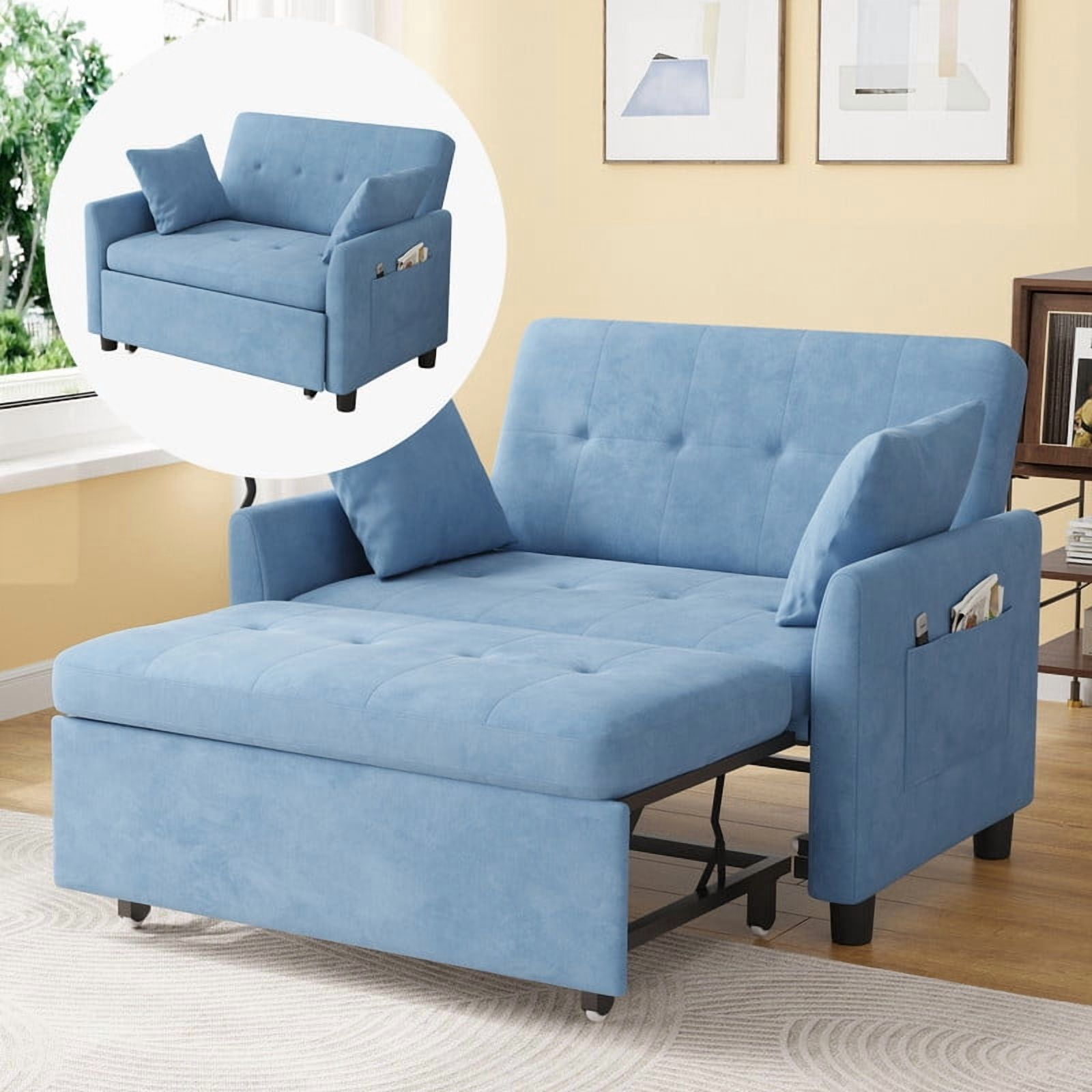 Someet 3 in 1 Convertible Sleeper Sofa Bed, Pull Out Loveseat Couch ...