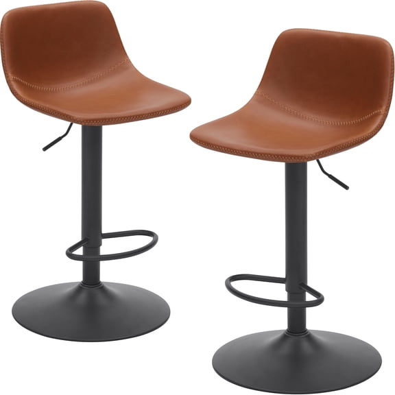 Someet Bar Stools Set of 2, Modern PU Leather Swivel Bar Stools with Back Support, Bar Stool for Kitchen Island Counter, Adjustable Height,  Brown