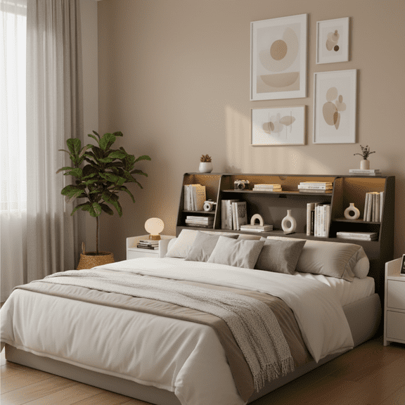 Someet King Headboard with Storage, Boookcase Headboards with Charging Station & Light, Height Adjustable, Sturdy and Durable for King Size Bed, Black