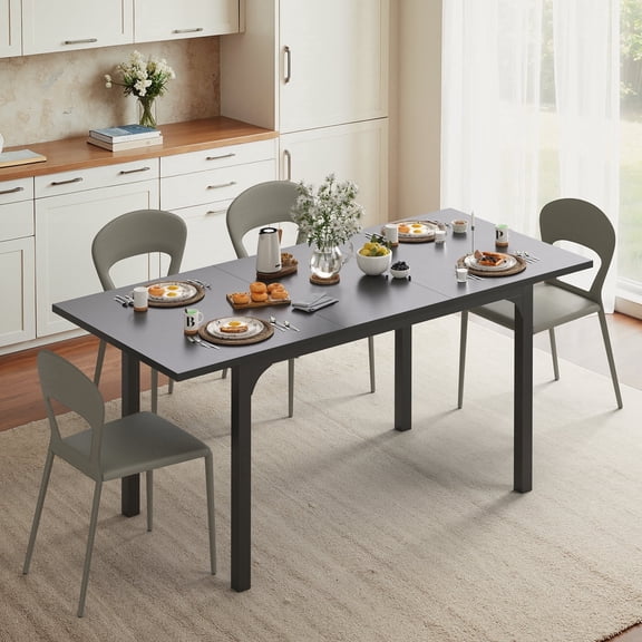 Someet Large Extendable Dining Table for 4-8, Modern Rectangular Kitchen Table for Dining Room, Black