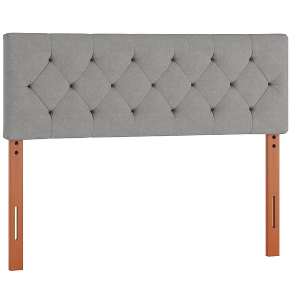 Someet Upholstered Headboard for Queen Size, Adjustable Height Headboard, Modern Diamond Tufting Solid Wood Headboard, Light Gray