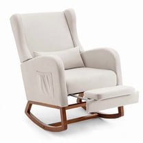 Someet Nursery Rocking Chair, Upholstered Glider Rocker Tufted Thick Backrest, Modern Rocking Accent Chairs for Living Room, Nursery, Bedroom, Beige