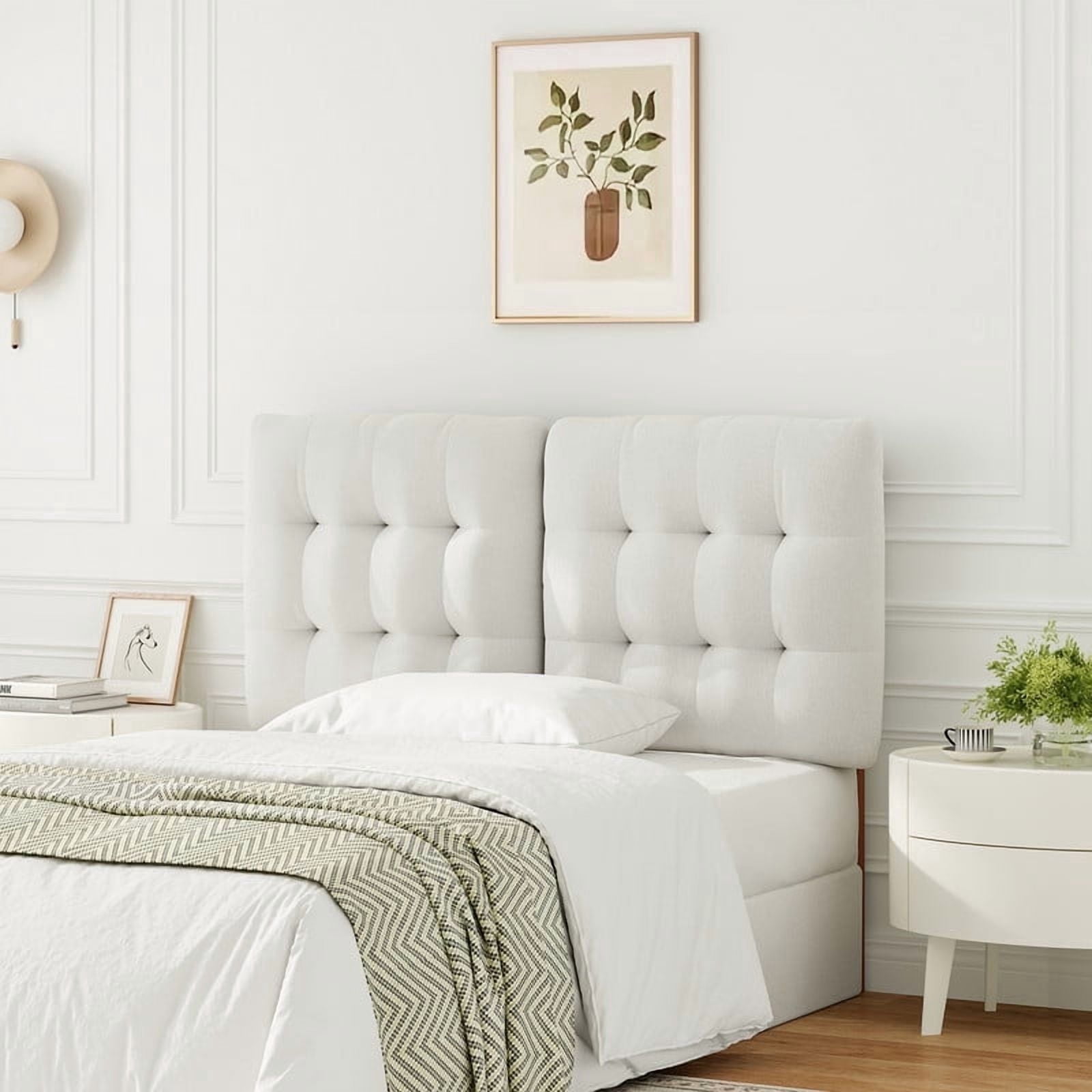Someet Upholstered Headboard for Full Size, Adjustable Height Headboard, Modern Button Tufting Solid Wood Headboard, Beige