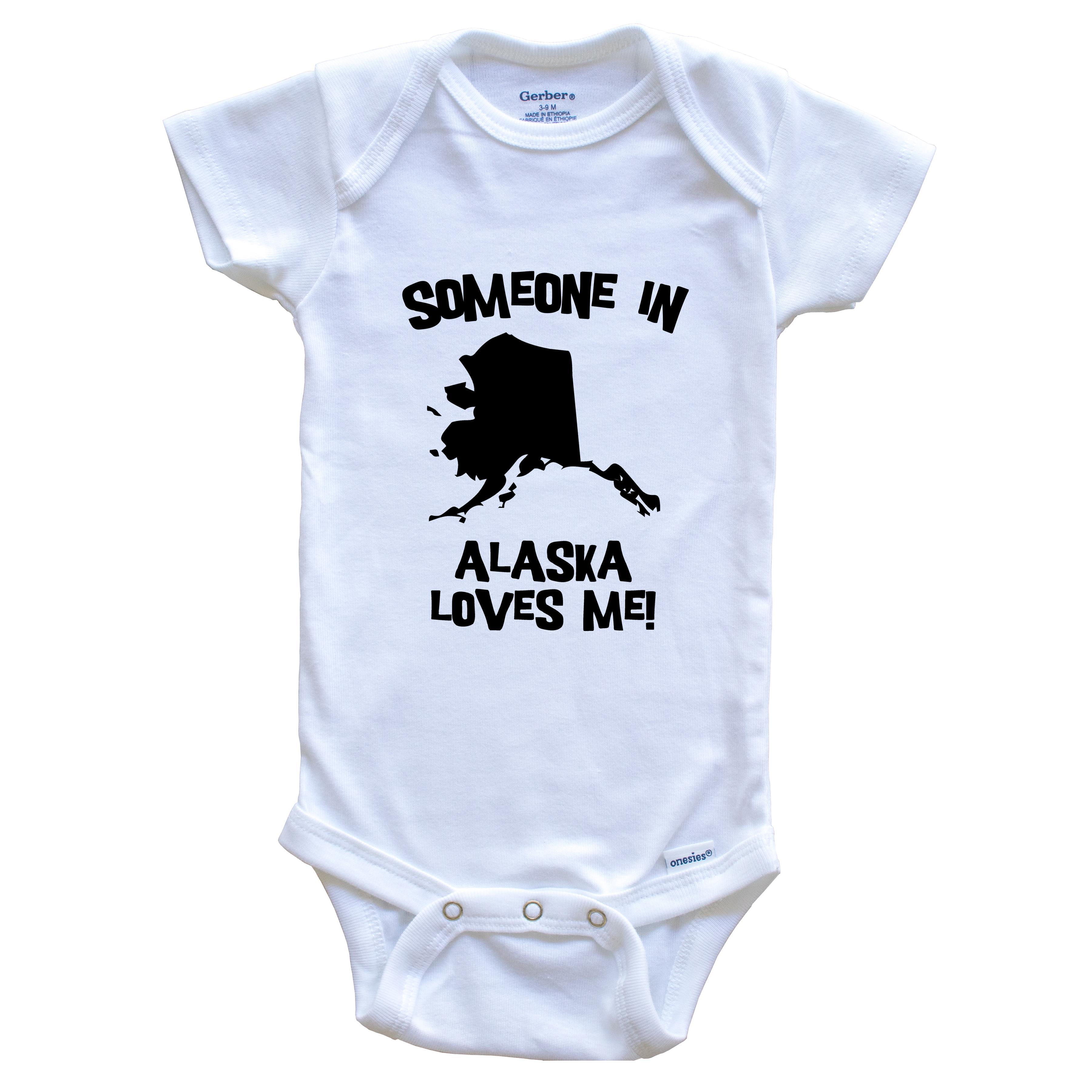 Someone In Alaska Loves Me State Silhouette Cute Baby Bodysuit - One Piece Baby Bodysuit, 6-9 Months White