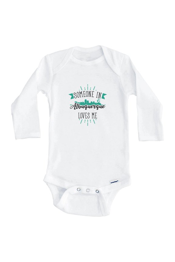Someone In Albuquerque Loves Me Albuquerque NM Skyline One Piece Baby Bodysuit (Long Sleeve), 0-3 Months White