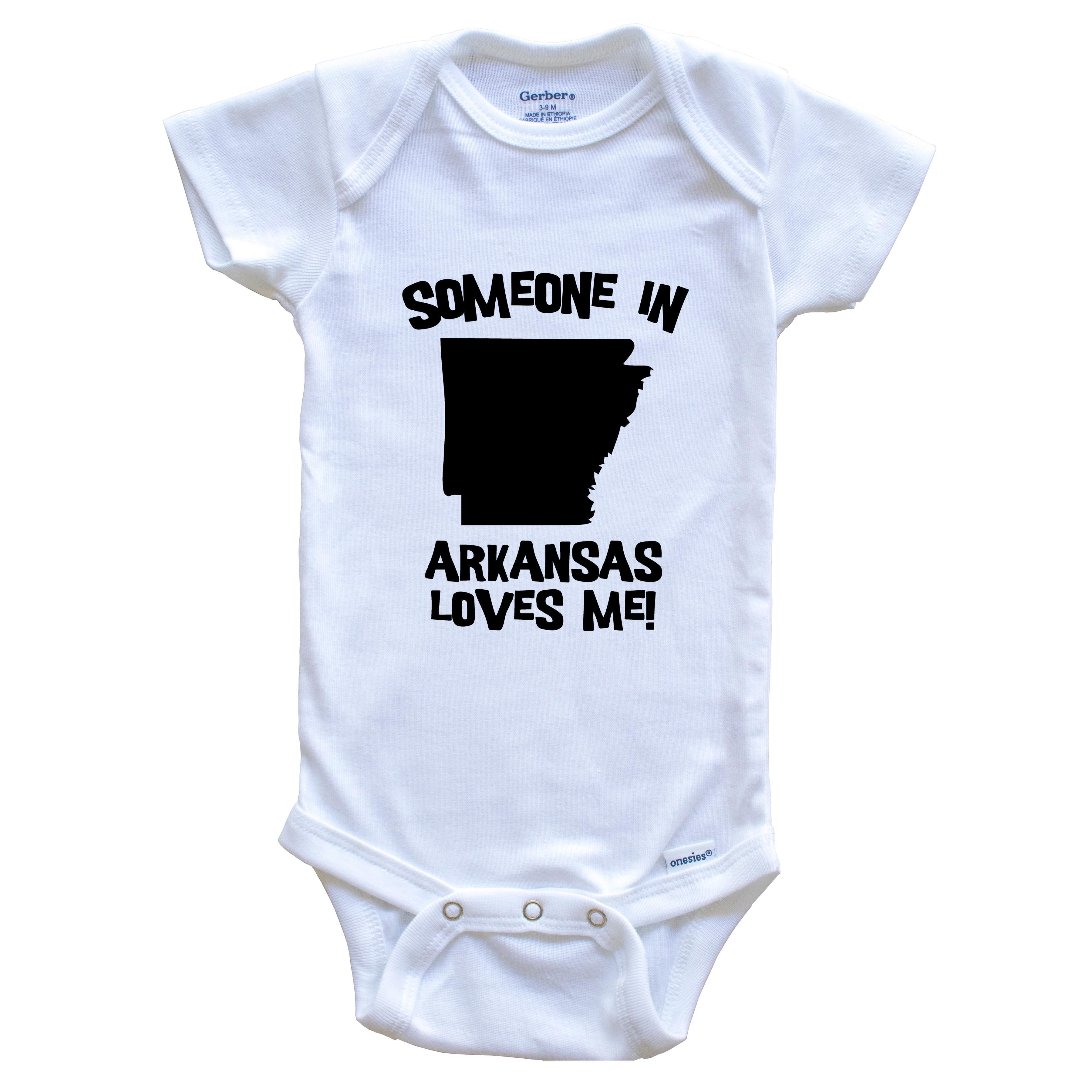 Someone In Arkansas Loves Me State Silhouette Cute Baby Bodysuit - One Piece Baby Bodysuit, 0-3 Months White