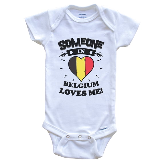 Someone In Belgium Loves Me Belgian Flag Heart Baby Bodysuit