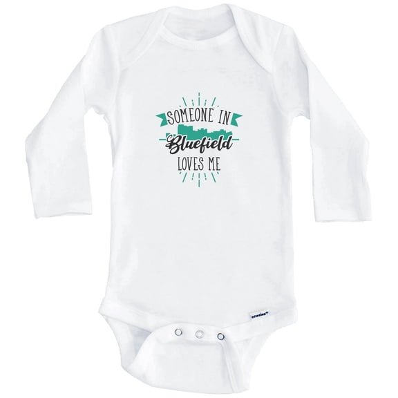 Someone In Bluefield Loves Me Bluefield WV Skyline One Piece Baby Bodysuit (Long Sleeve), 6-9 Months White