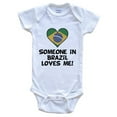 thumbnail image 1 of Someone In Brazil Loves Me Brazilian Flag Heart Baby Bodysuit, 6-9 Months White, 1 of 2