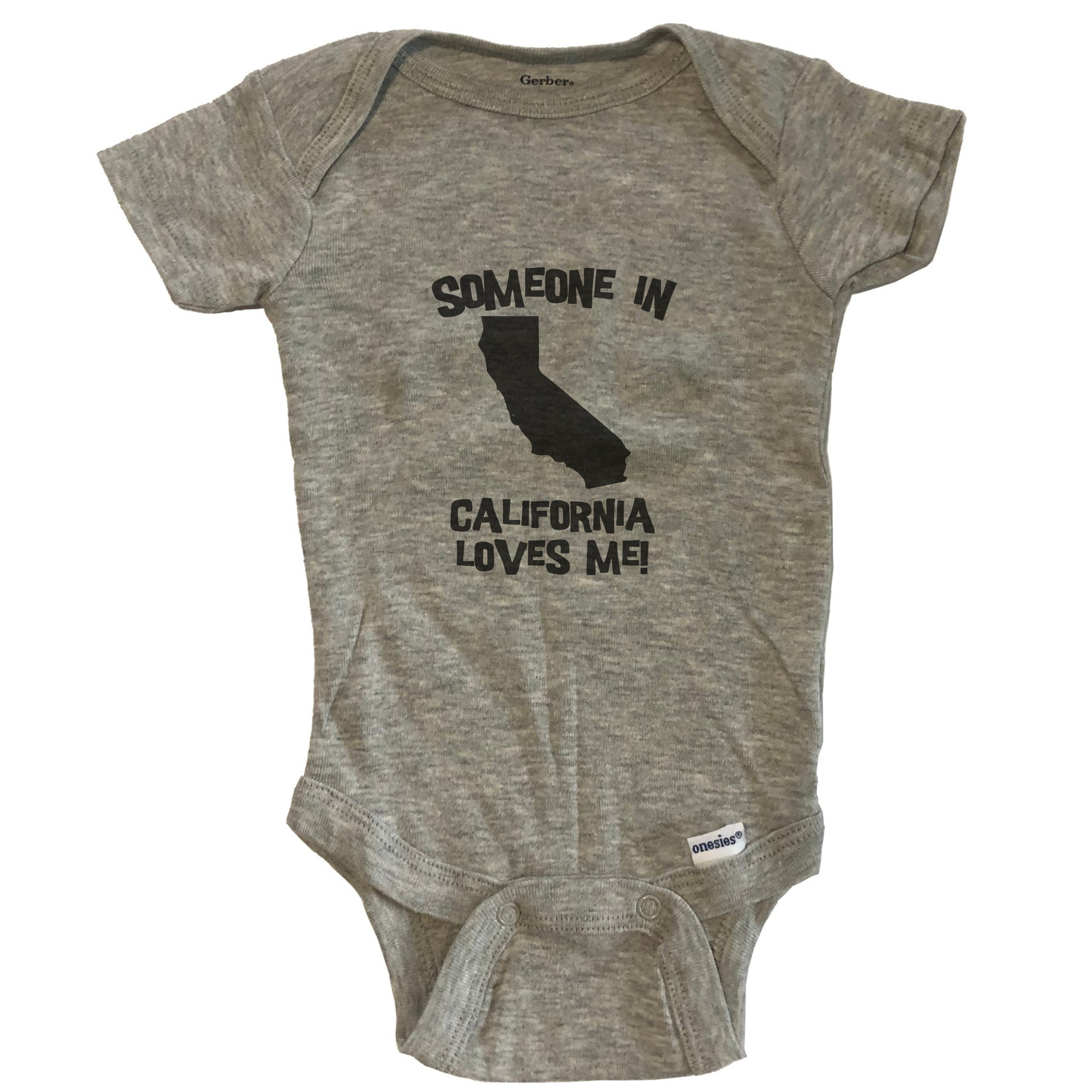 Someone In California Loves Me State Silhouette Cute Baby Bodysuit - One Piece Baby Bodysuit - Grey