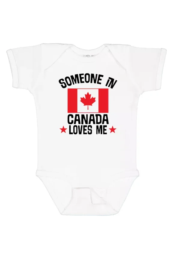 Someone In Canada Loves Me Baby Bodysuit Vacation Childs Travel Kids Bodysuit Cute Baby Onesie, BABY BODYSUIT LAT 4424