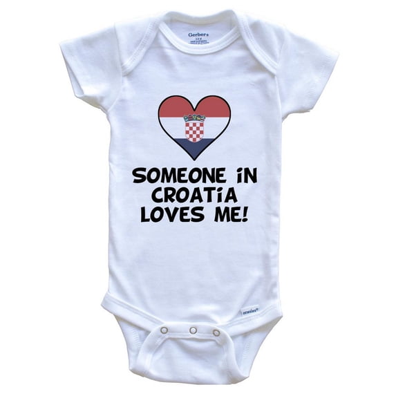 Someone In Croatia Loves Me Croatian Flag Heart Baby Bodysuit, 3-6 Months White