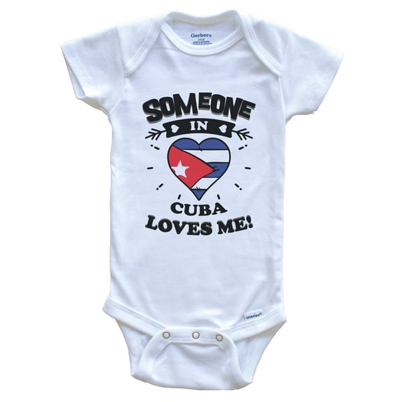 Someone In Cuba Loves Me Cuban Flag Heart Baby Bodysuit